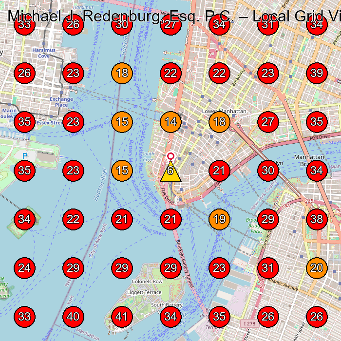 Michael J. Redenburg, Esq. P.C. GeoGrid visibility map for Legal Services in New York